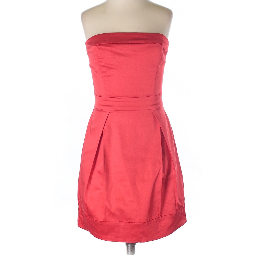 NWOT FCUK Red Size 2 Cotton Strapless Fit & Flare Pleated Party Dress